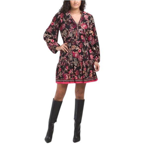 ADRIANNA PAPELL Blouson Sleeve Floral Mini Dress - Picture 1 of 4